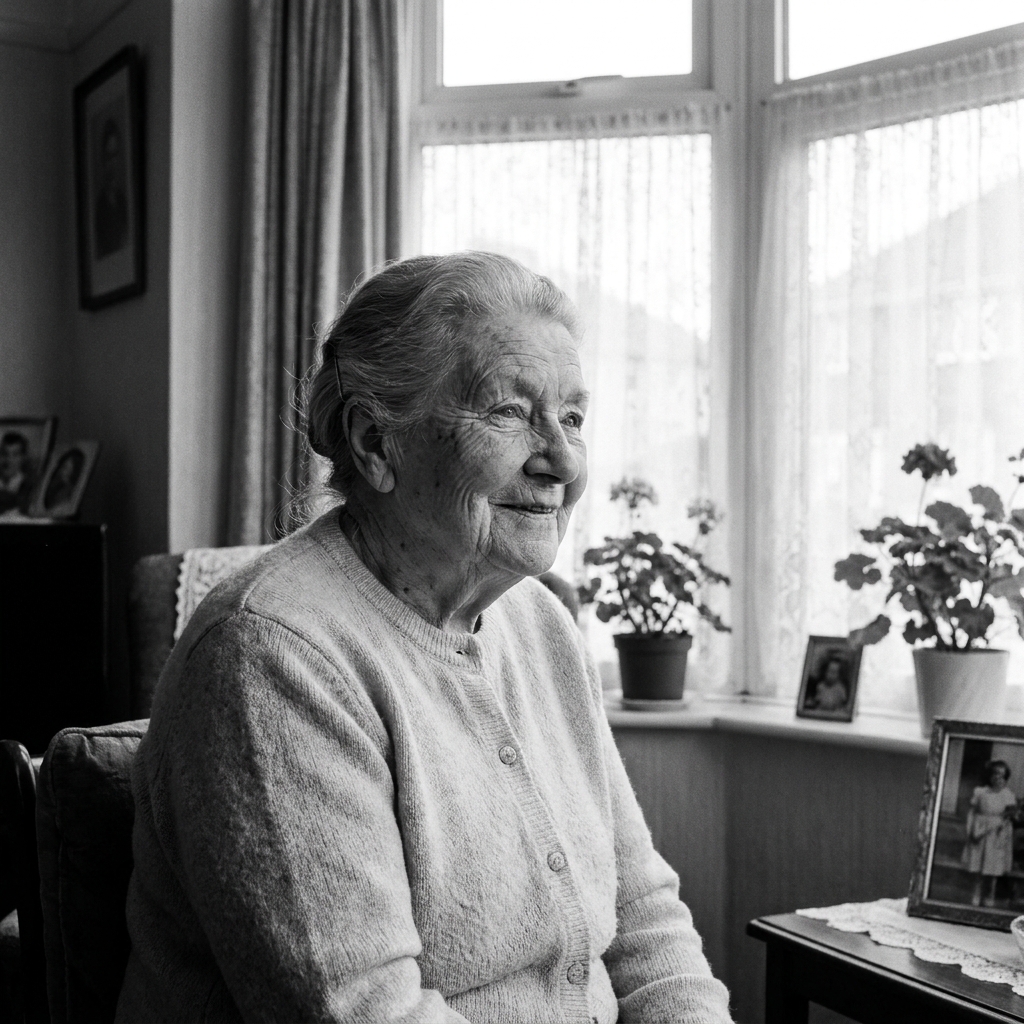Mavis Allbright, 84, photographed at her bay window.